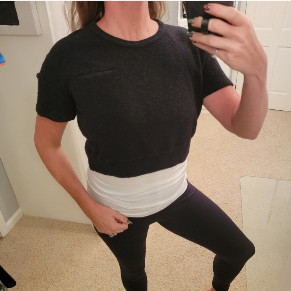 Vimmia Warmth Fuzzy Black Crop Top Shirt Size XS NWT